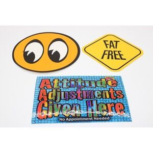 VTG 90s Vending Stickers: Mooneyes, Fat Free, Attitude Adjustments by Psycho Pig
